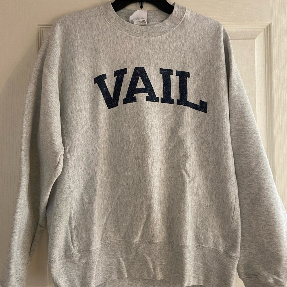 Champion Gray Sweatshirt with Navy Lettering